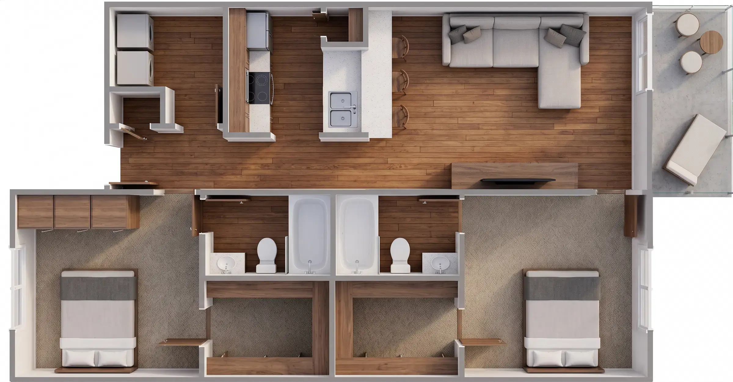 The Hamilton C floor plan for student apartments in Statesboro, GA